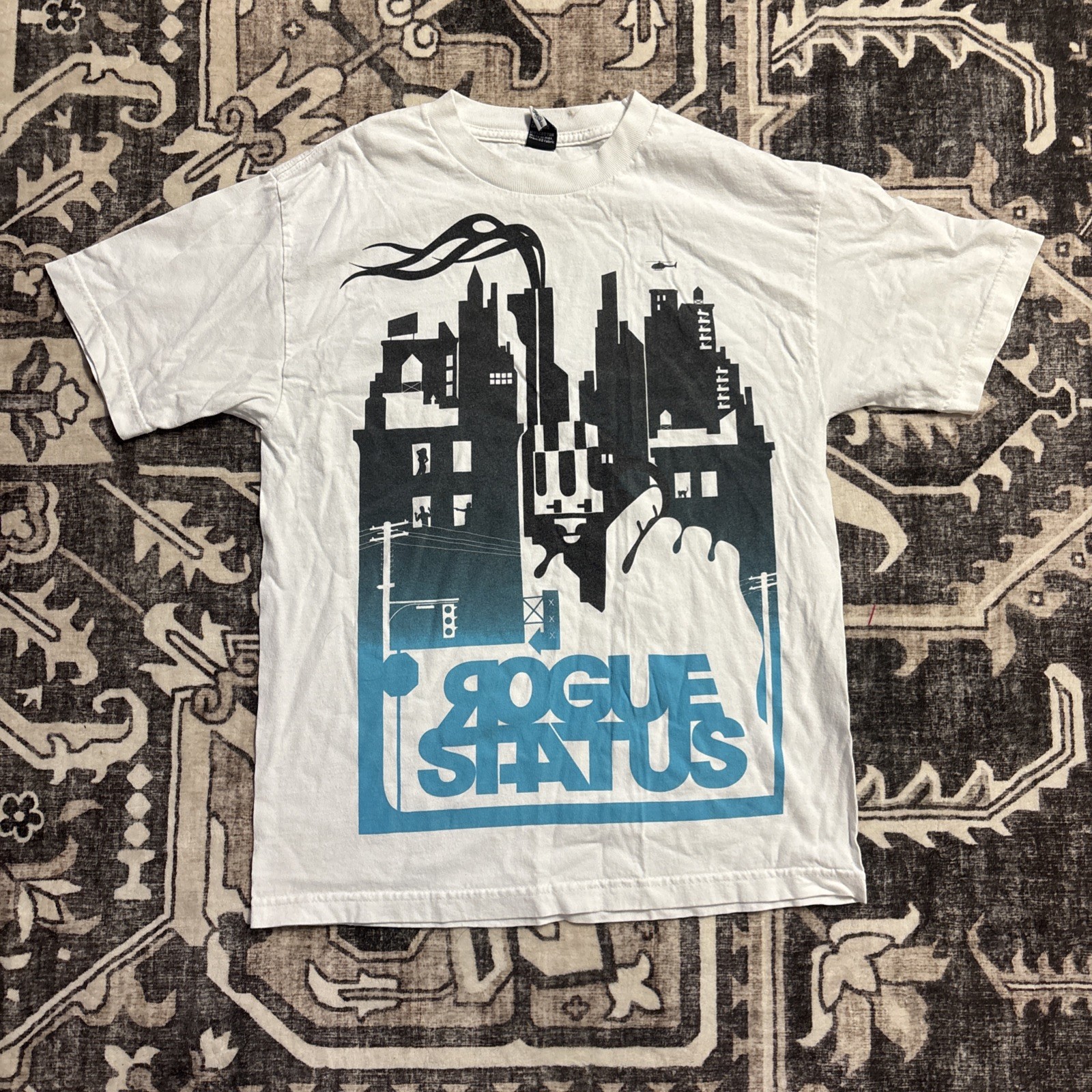 White Y2K Rogue Status Mean Street Short-sleeve T-shirt Size Medium