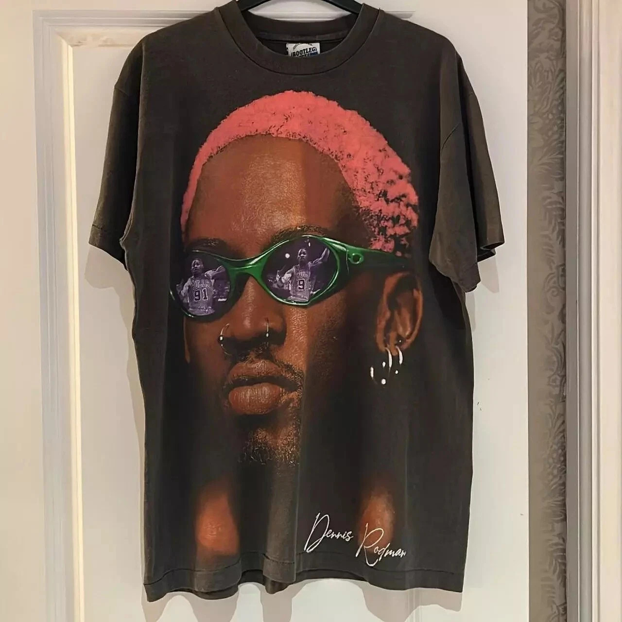 Remake Dennis Rodman Big Face Graphic Classic Black Tshirt All Size S-5XL