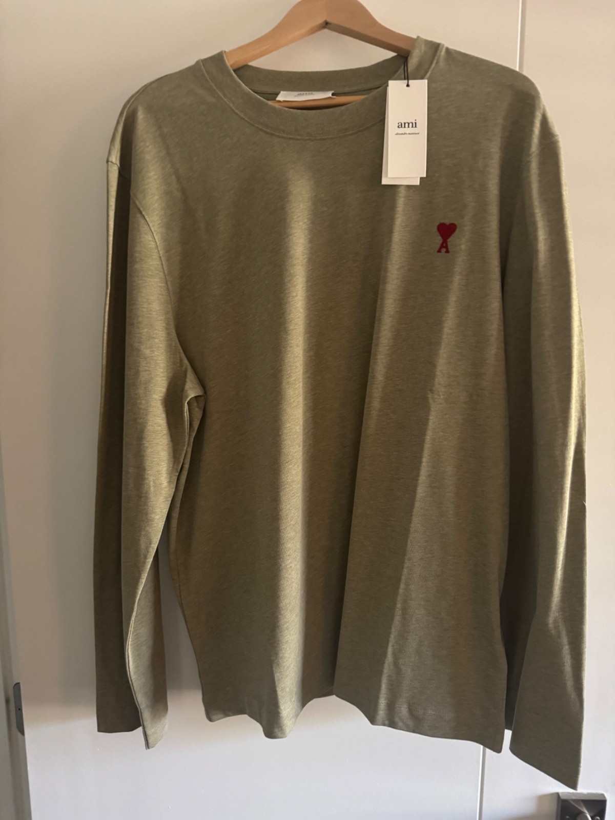 Authentic AMI Paris Long Sleeve T-Shirt NWT Unisex Organic Cotton Made Portugal