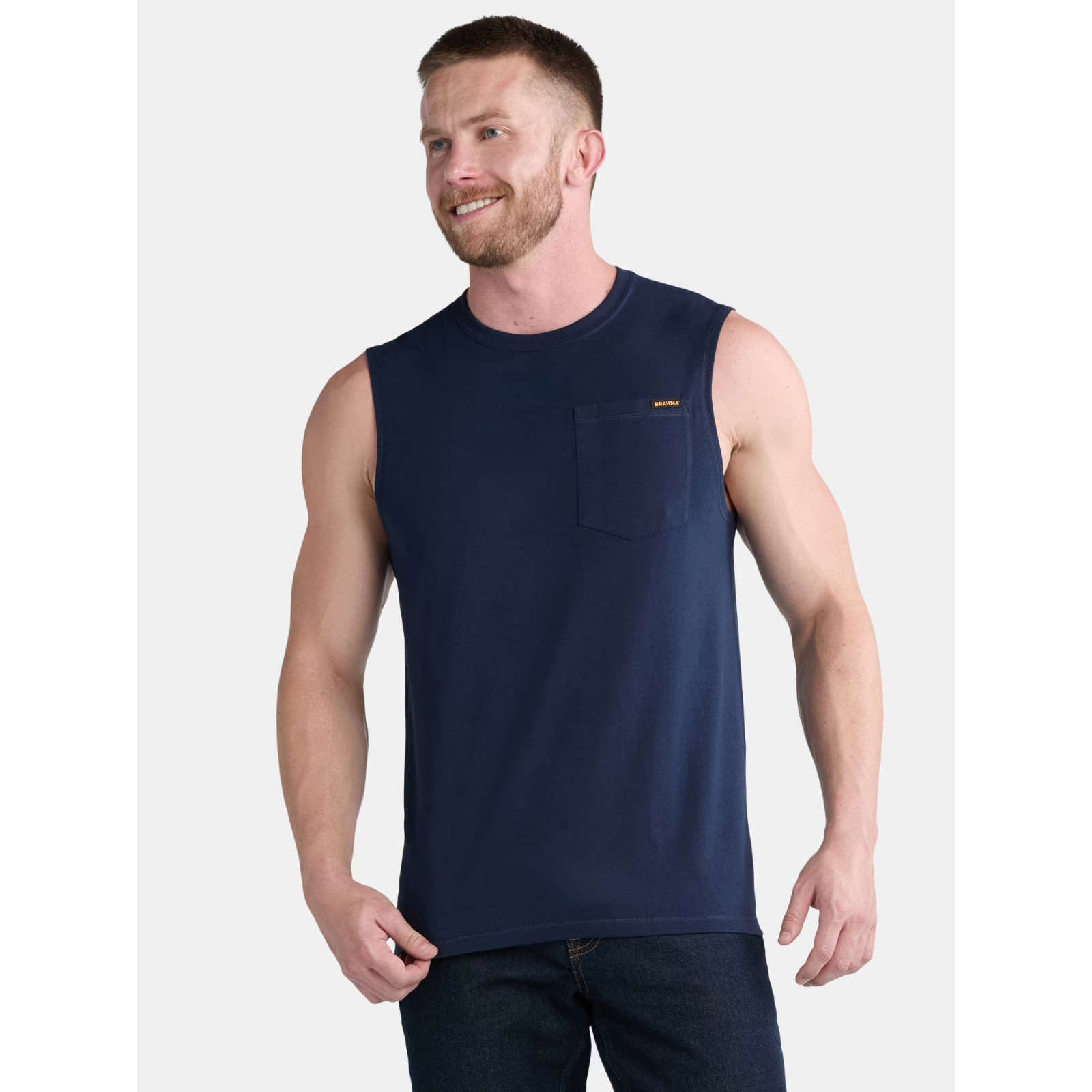 Brahma Men’s Sleeveless Chest Pocket Tank Top Muscle T-Shirt Moisture Wicking