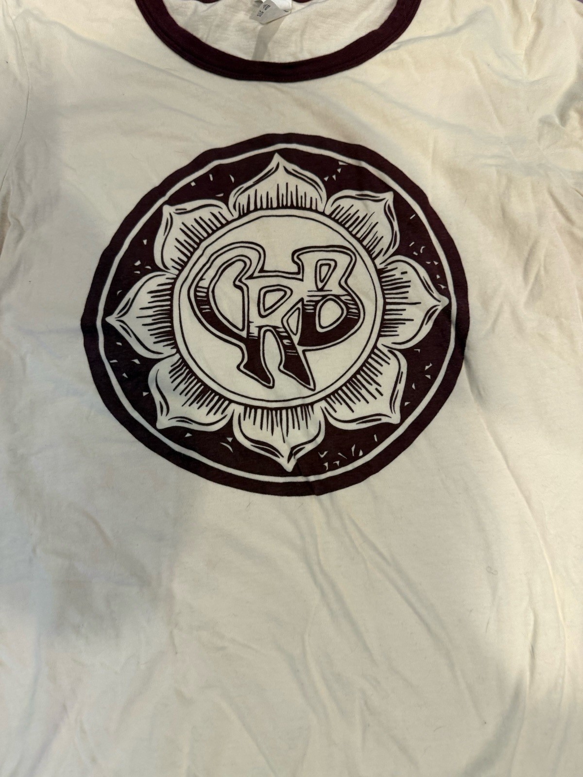 Chris Robinson Brotherhood CRB Ringer T Shirt Cream Burgundy Adult XL