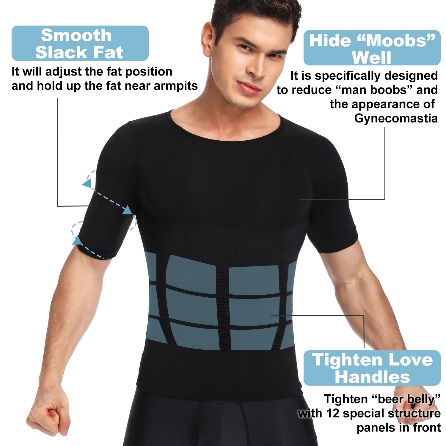 Men Slimming Body Shaper Posture Corrector Vest Abdomen Compression Shirt Top