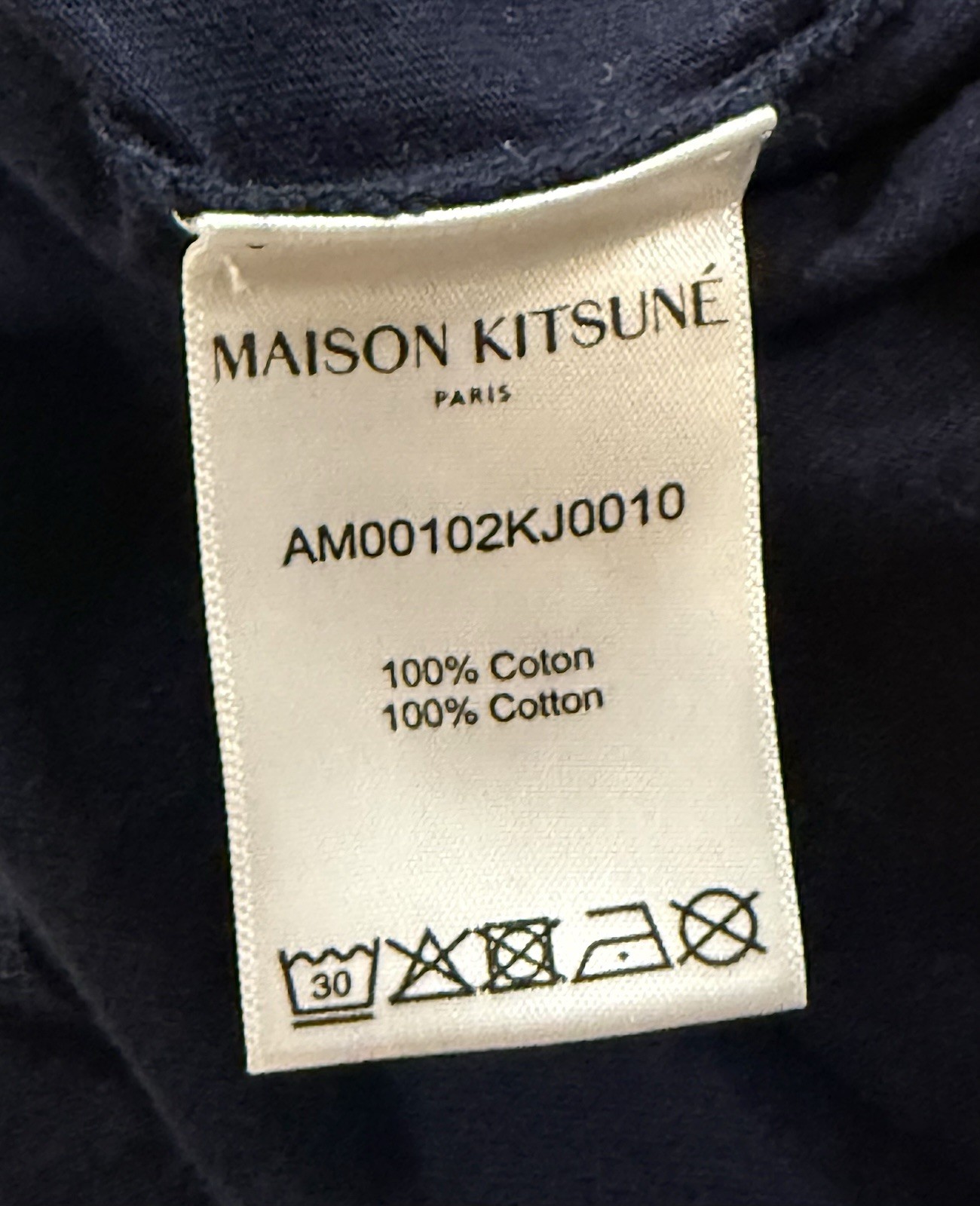 Maison Kitsuné ‘Tri Color Fox Patch’ Logo T-Shirt Medium Paris