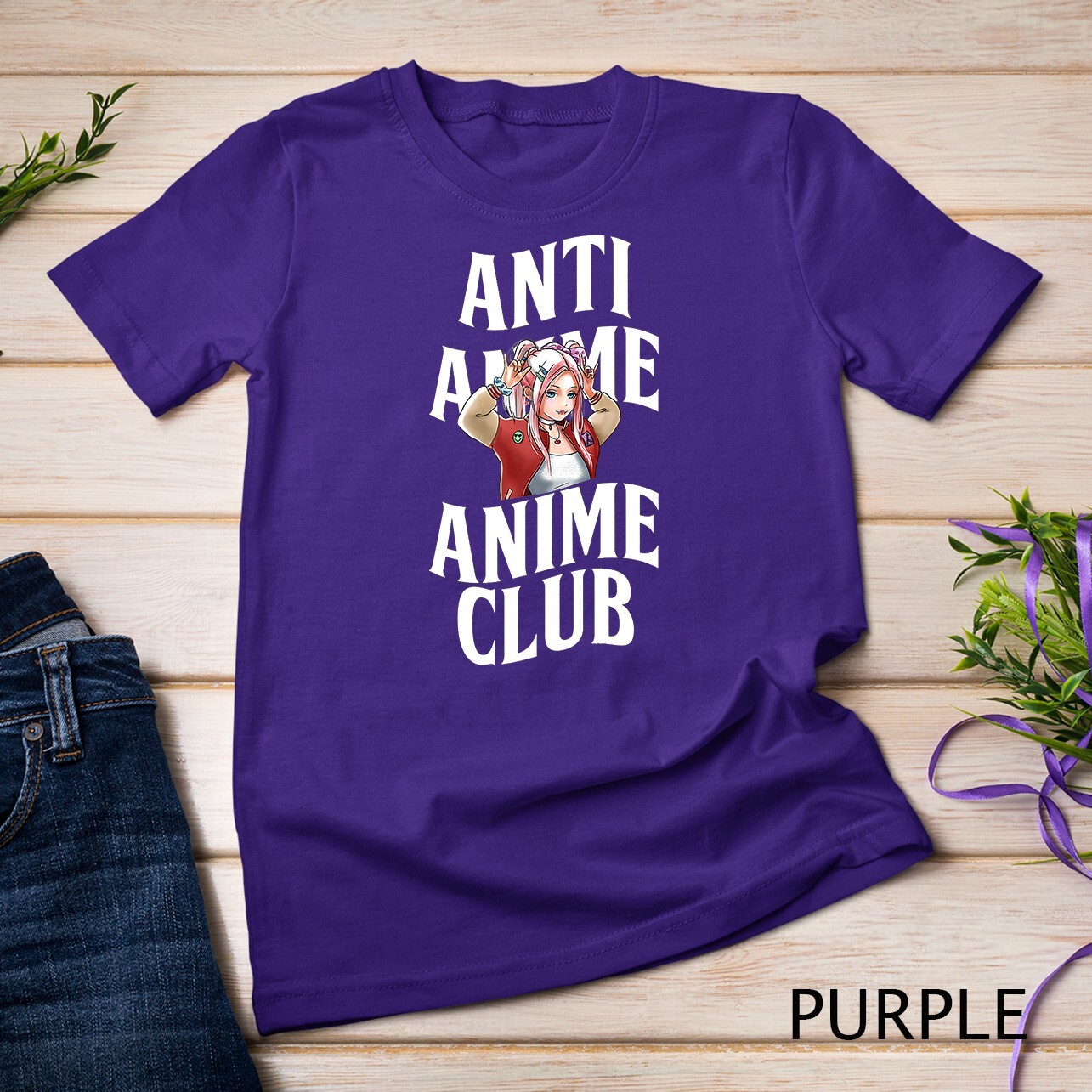 Anti Anime Club Kawaii Manga Otaku Japanese Art Cosplaying Unisex T-shirt