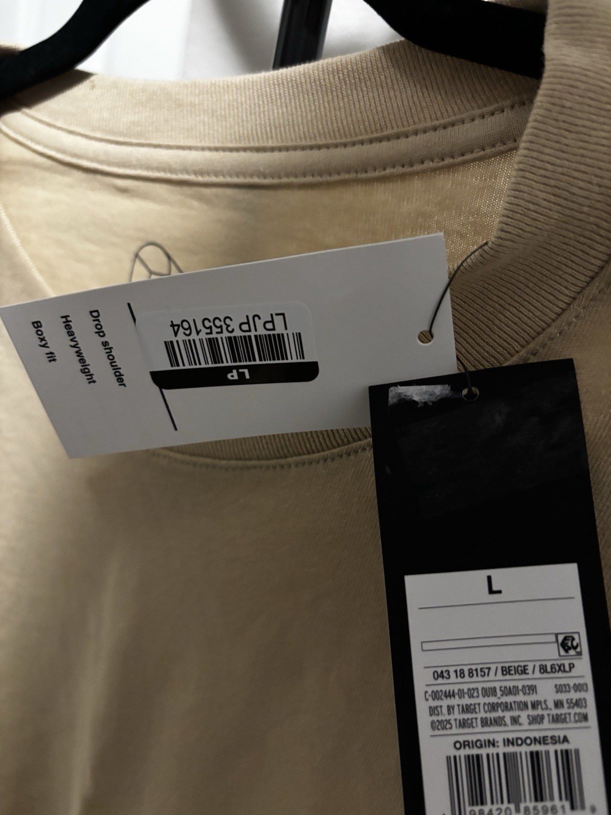 Goodfellow & Co Men’s Beige Cotton Boxy Drop Shoulder T-Shirt Size L