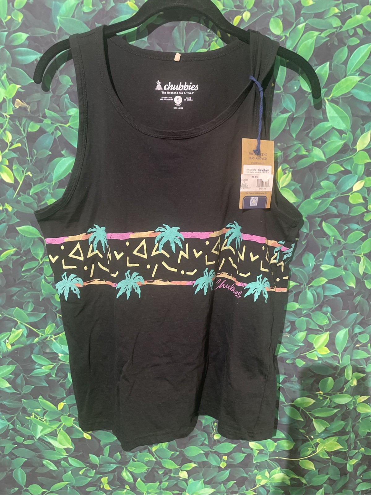 Chubbies Simply Saturday Tank Top Black Size Small