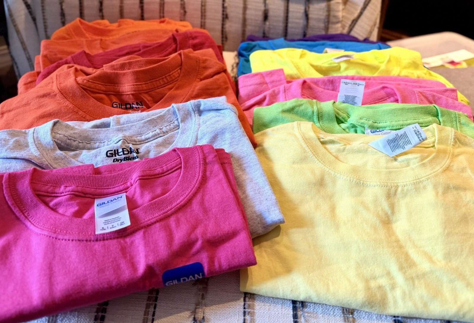Bulk Lot Of 12 Gilden Colored Adult T Shirts Assorted Sizes Blanks HTV Cricut