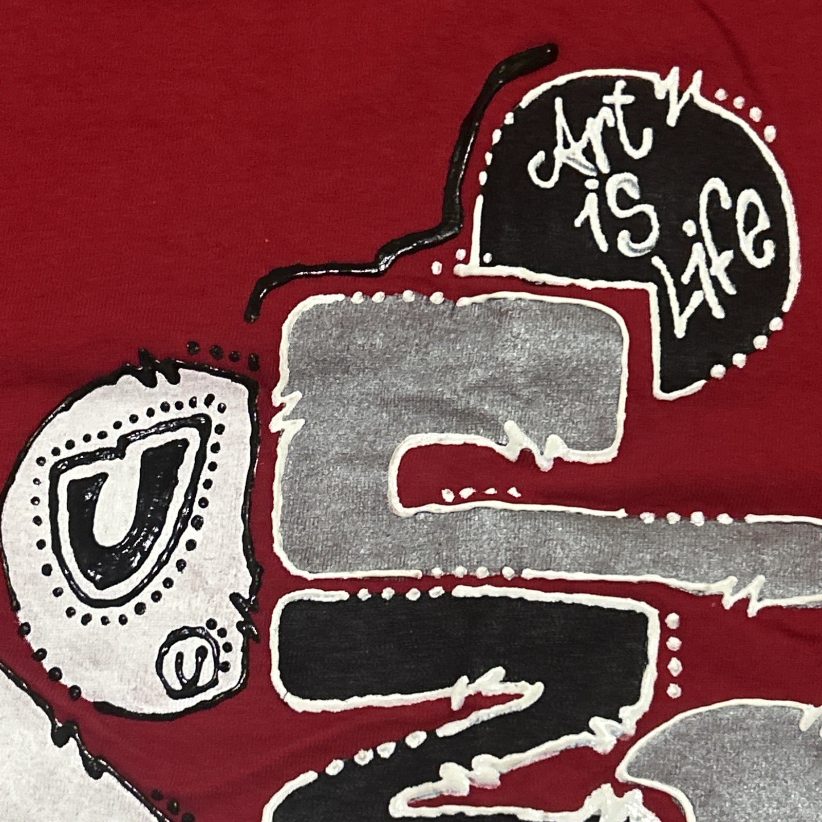 Unique Clothing “abstract Design” Hand Painted XL Red T-Shirt – One Of One Art