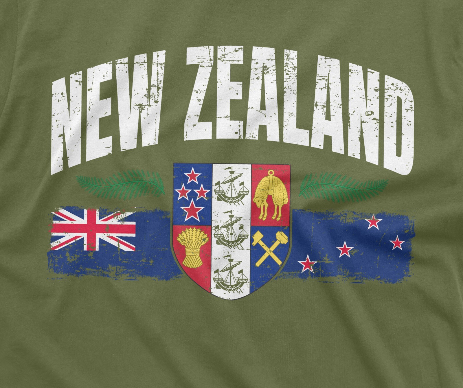 New Zealand T-shirt Mens Womens Kiwi New Zealand Flag Tee Shirt