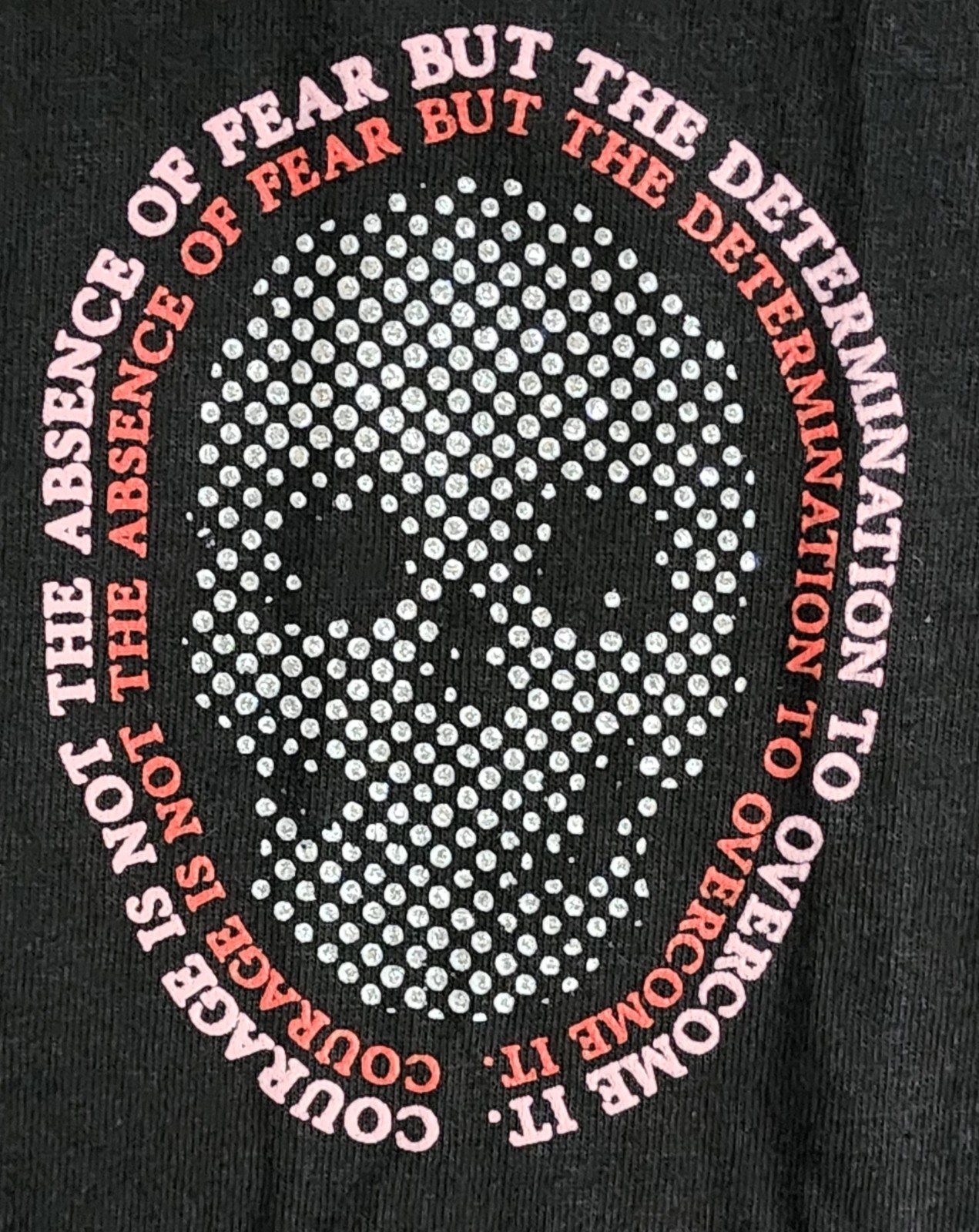 Launder T-Shirt Men’s Sz 3XL Studded Skull Bling Courage Overcome Fear Tee