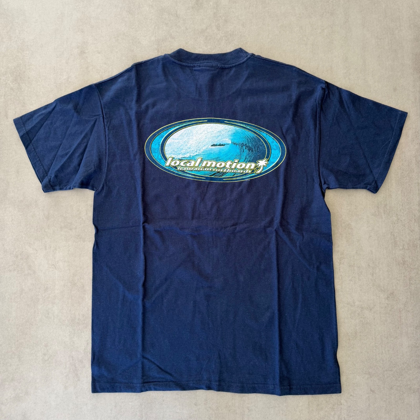 Local Motion Hawaii Surfboards T Shirt Navy Blue Wave Graphic Surf Tee Mens L