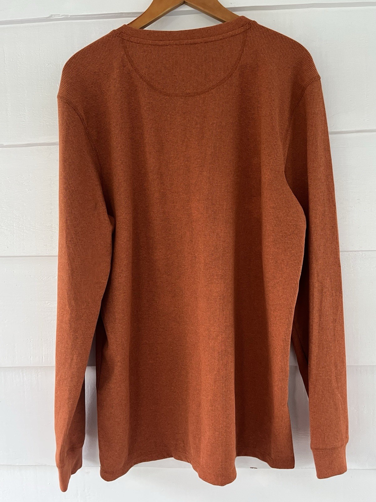 Therma Henley Men’s Rust Shirt Waffle Knit Cotton Blend Thick Fall XL New