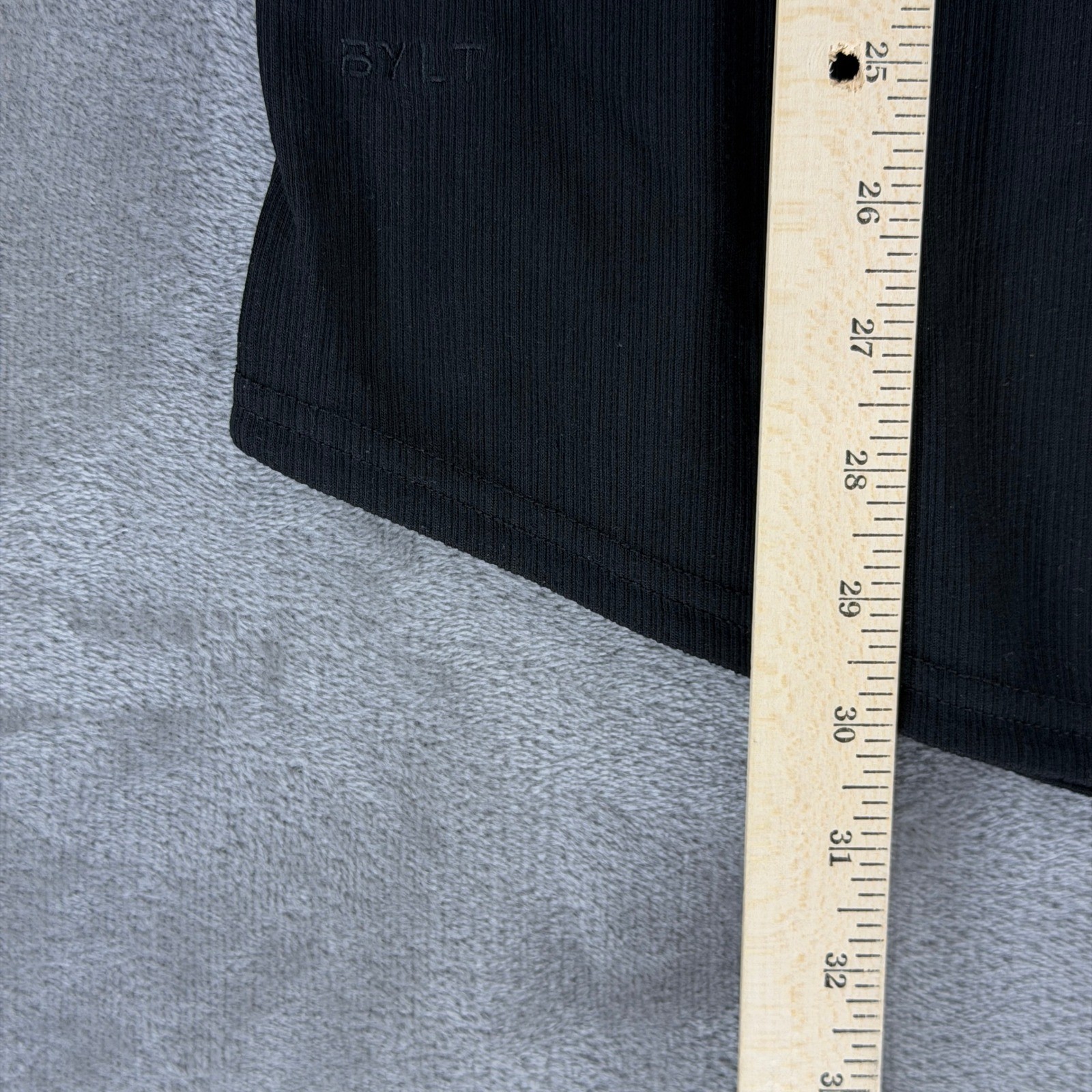BYLT Premium Basics Mens Black Ribbed Short Sleeve T-Shirt MTSS0302-001 Size L