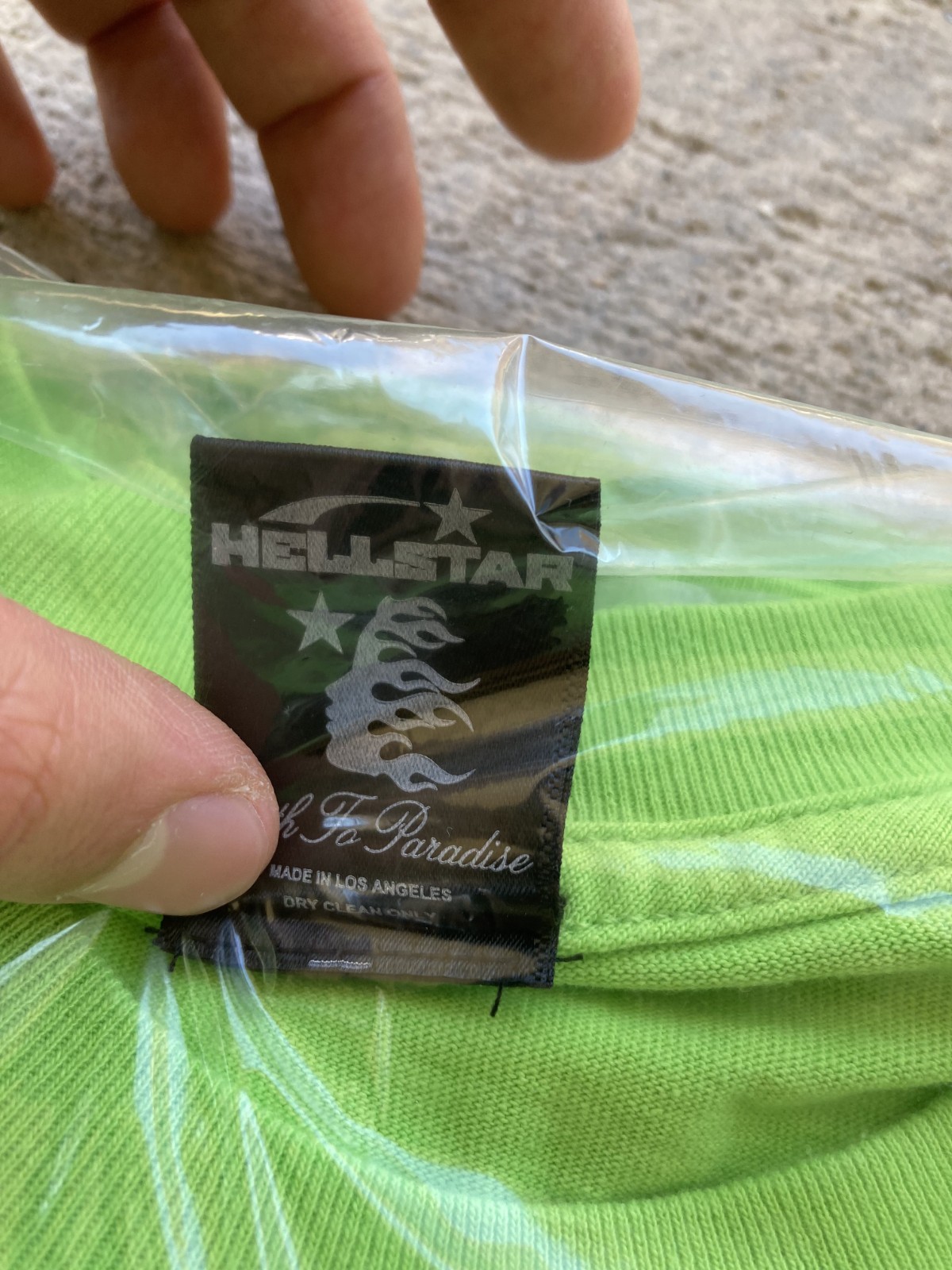 Hellstar Studios Path To Paradise Jesus Tee Neon Green Purple Pink Splat Cross