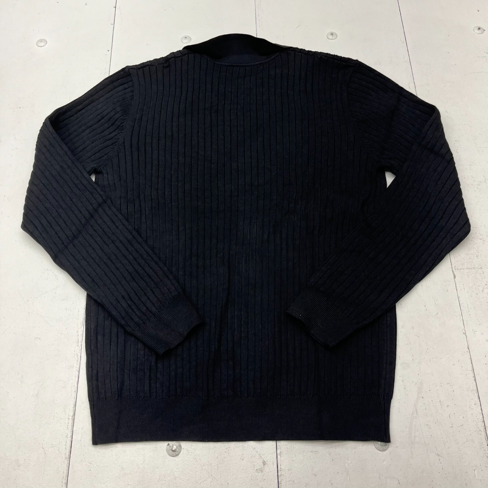 Dazy Black Ribbed Knit Long Sleeve Collared T-Shirt Men’s Size X-Large NEW