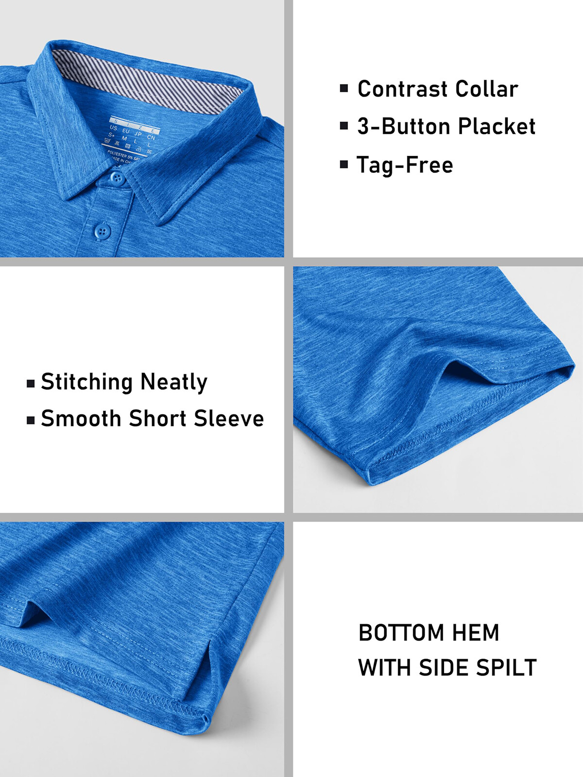 Men’s Short Sleeve Polo Golf Shirts 3-Button Moisture Wicking Athletic T-Shirts