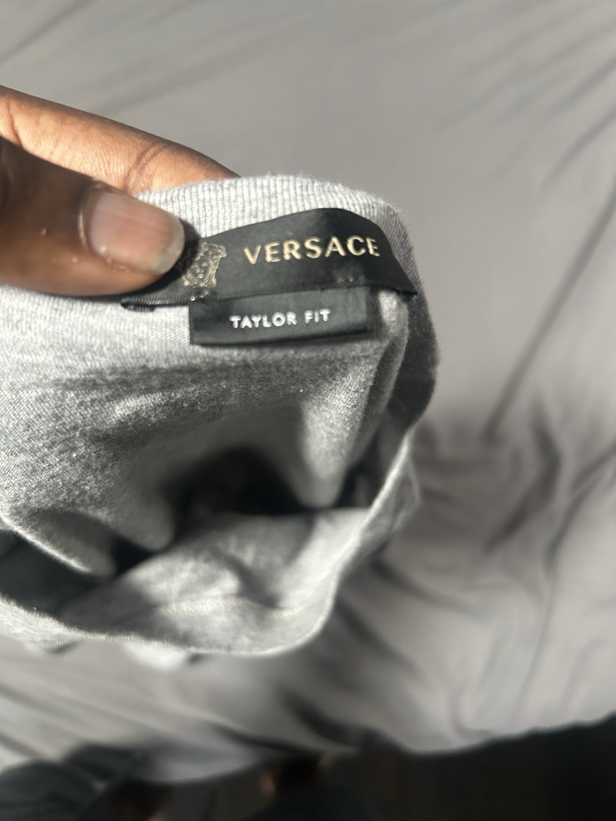 Versace Taylor Fit Gray Cotton Jersey Logo Crew Neck Short Sleeve Tee M