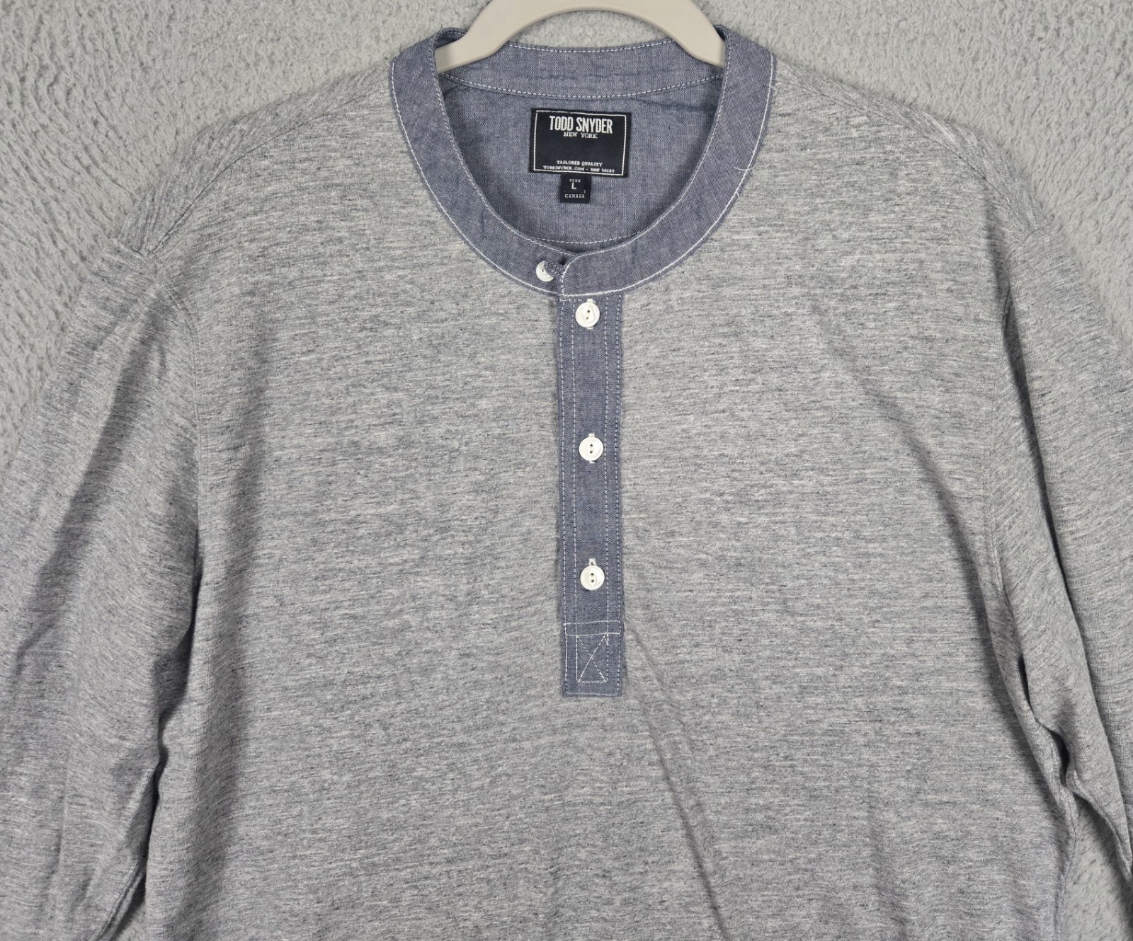 Todd Snyder Chambray Loop Collar Henley T-Shirt Heather Gray Men’s Size Large