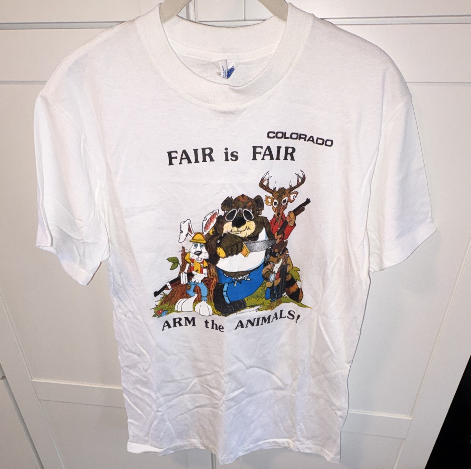 Single stitch vintage Royal First Class White Graphic Print Crew Neck T-Shirt M