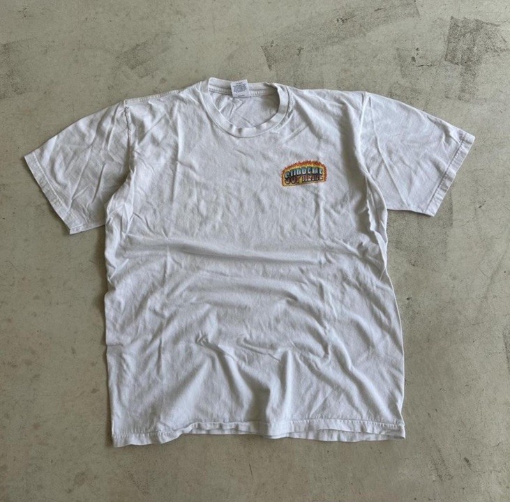 Supreme Streetwear Skater Graphic Chrome Flames Tee Size Medium