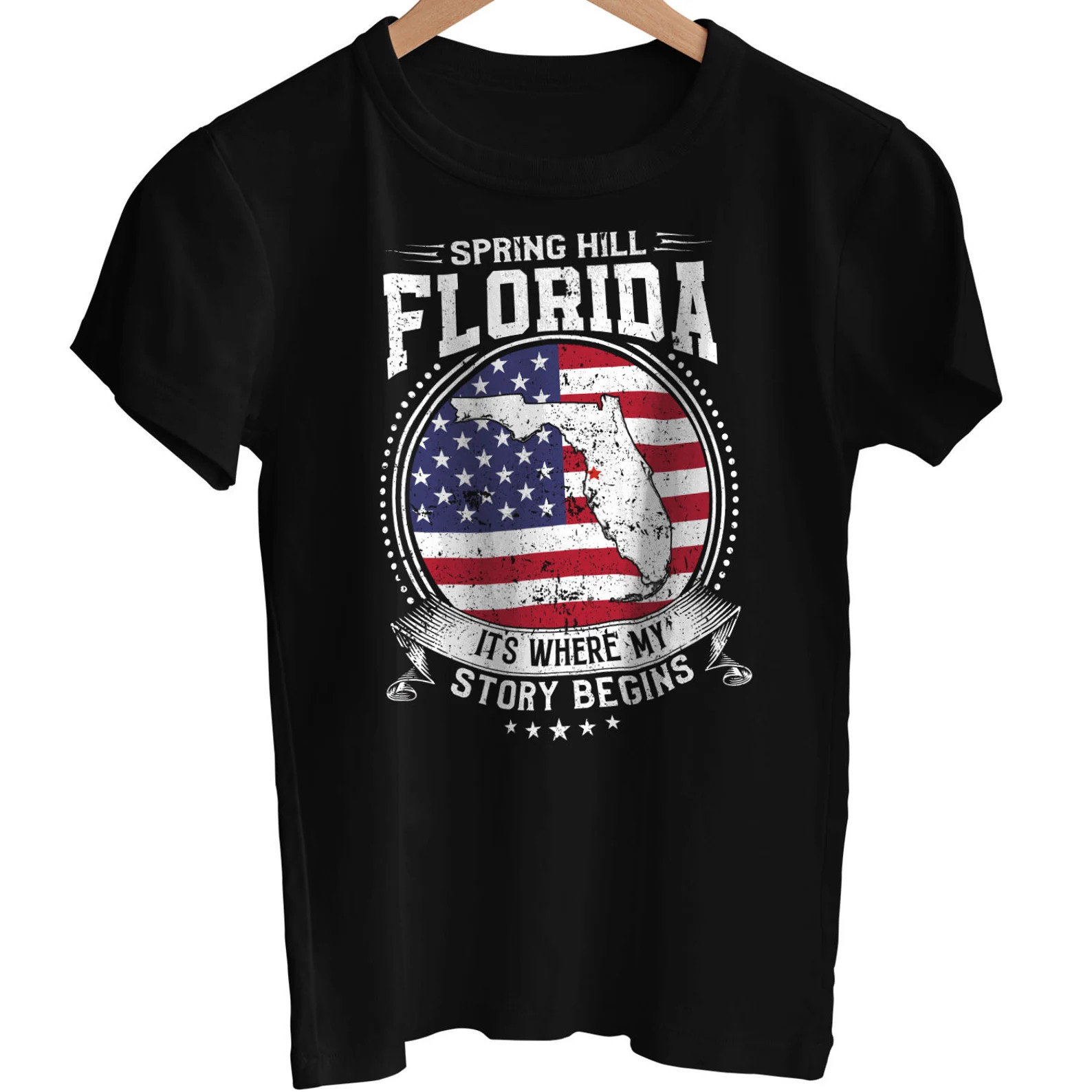 Spring Hill Florida It’s Where My Story Begins, Spring Hill FL Flag Shirt