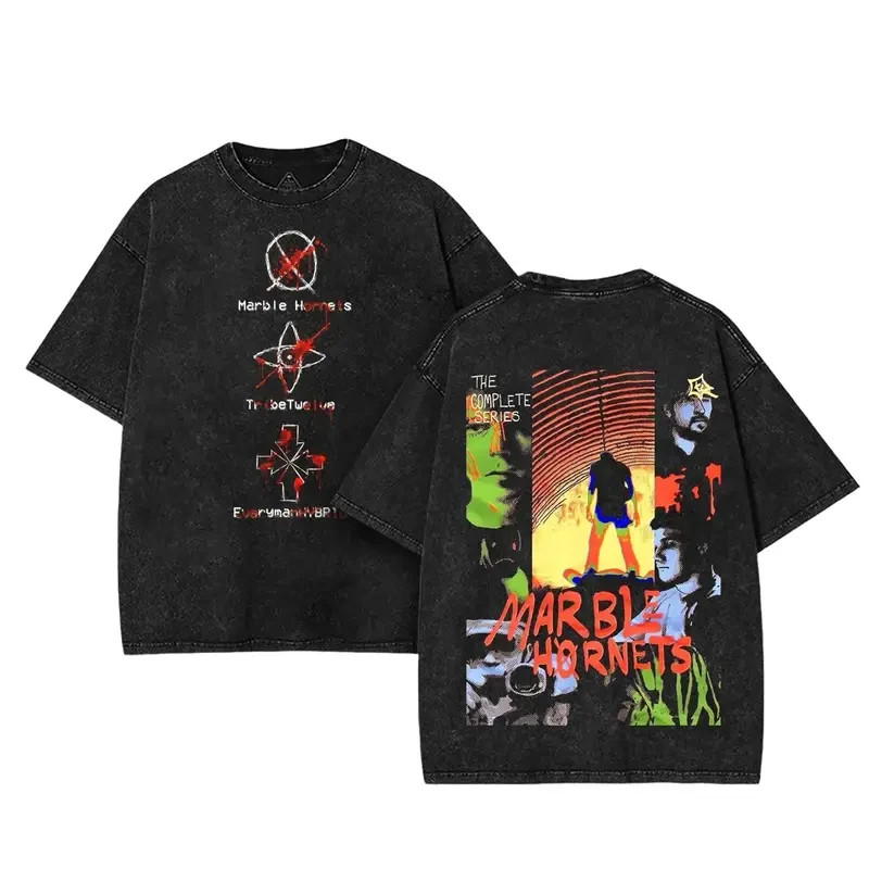 Marble Hornets Slenderverse Vintage Double Sided Tee Horror Web Graphic Shirt