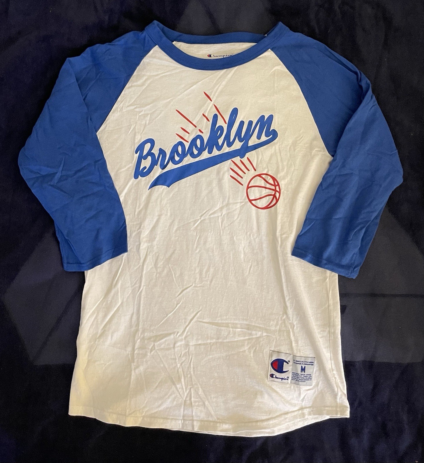 Champion Brooklyn 3/4 Sleeves Shirt Sz M 100 % Authentic