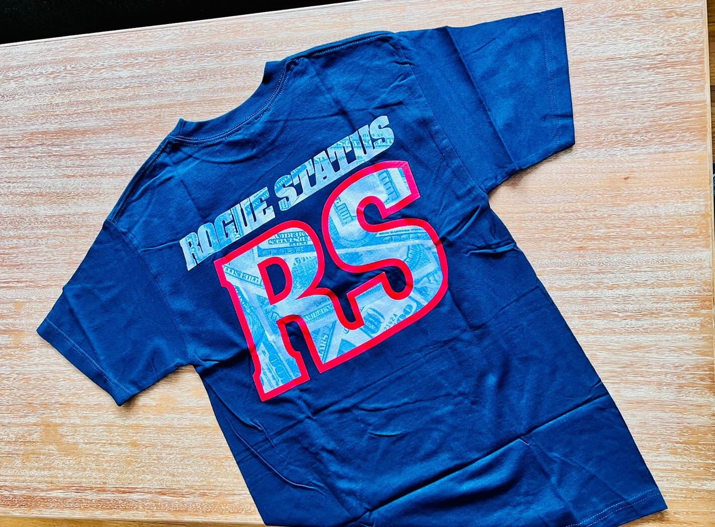 NEW Rogue Status T-shirt Tee Shirt Color Money M Medium Navy Blue RS Vintage DS