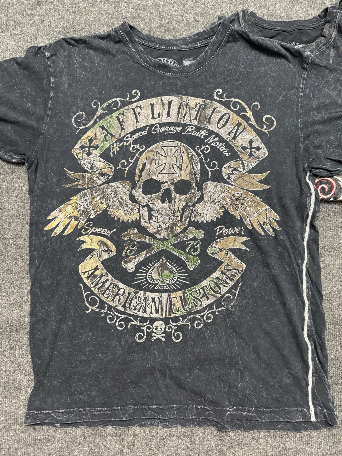 Lot 13 Affliction T-Shirts Mens Large Multi Colored Skulls Distressed Thin