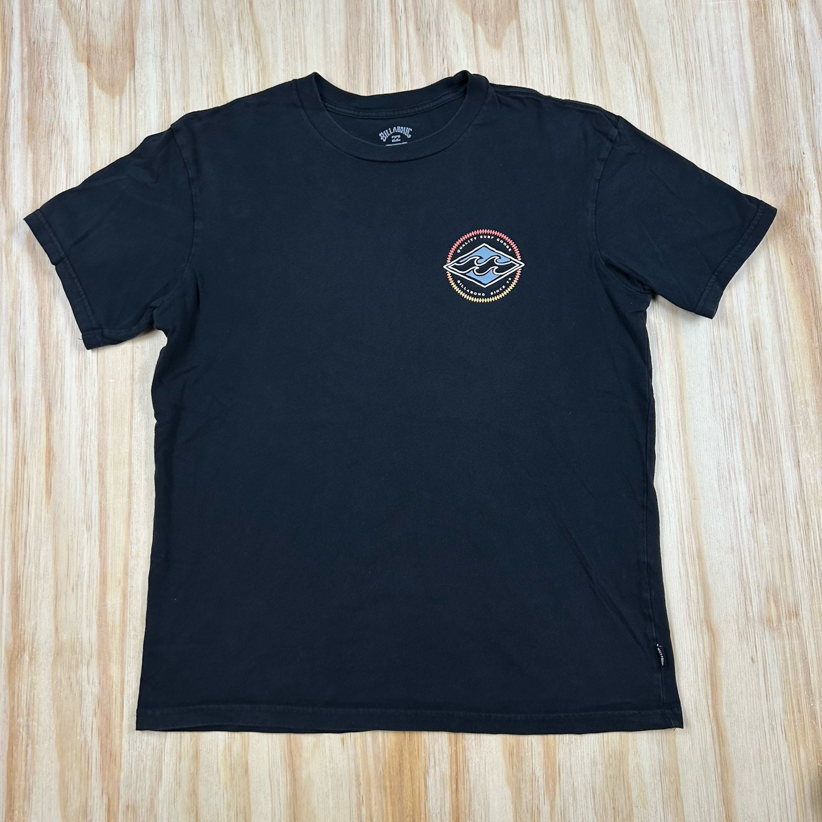 Billabong Premium T-shirt Men S Black Graphic Print Logo Surf Skate Distressed