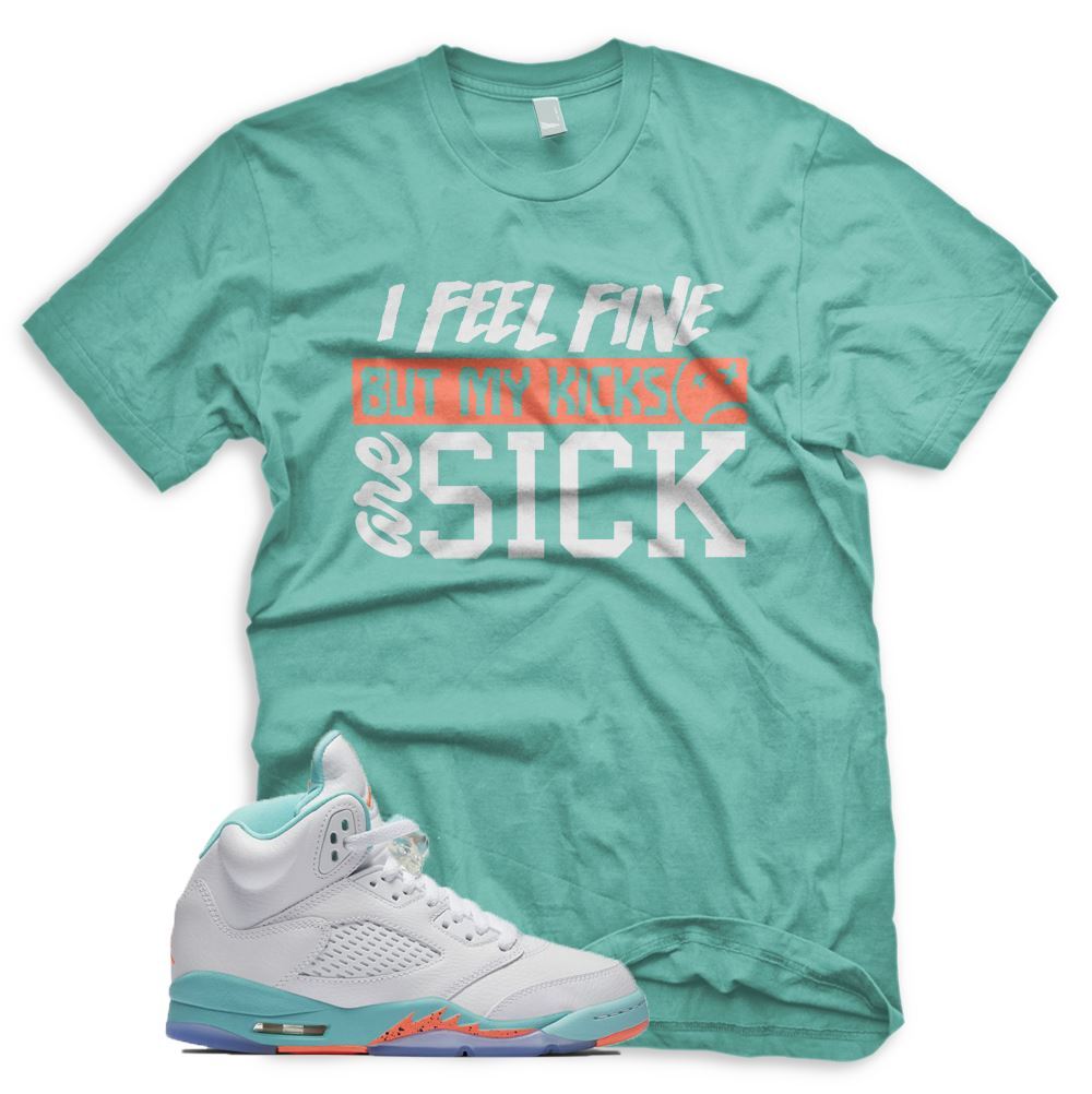 New SICK KICKS T Shirt for J1 5 Light Aqua White Crimson Pulse