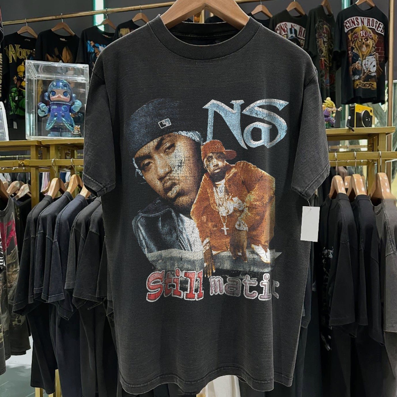 2001 Nas Stillmatic Rap Washed T-Shirt Black XL