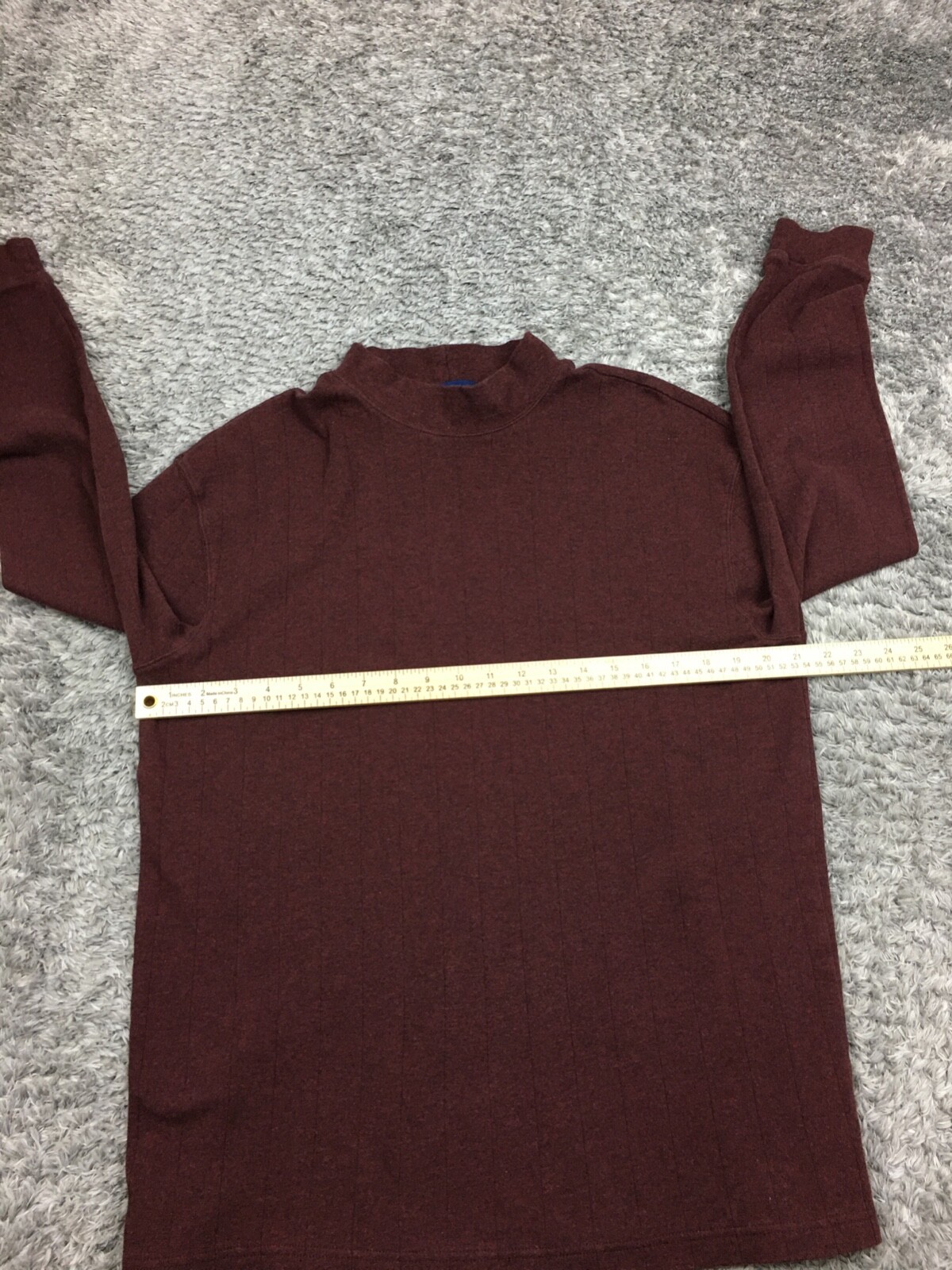 John Ashfort Mock Neck Shirt Mens Size Large Dark Red / Brown Stretch