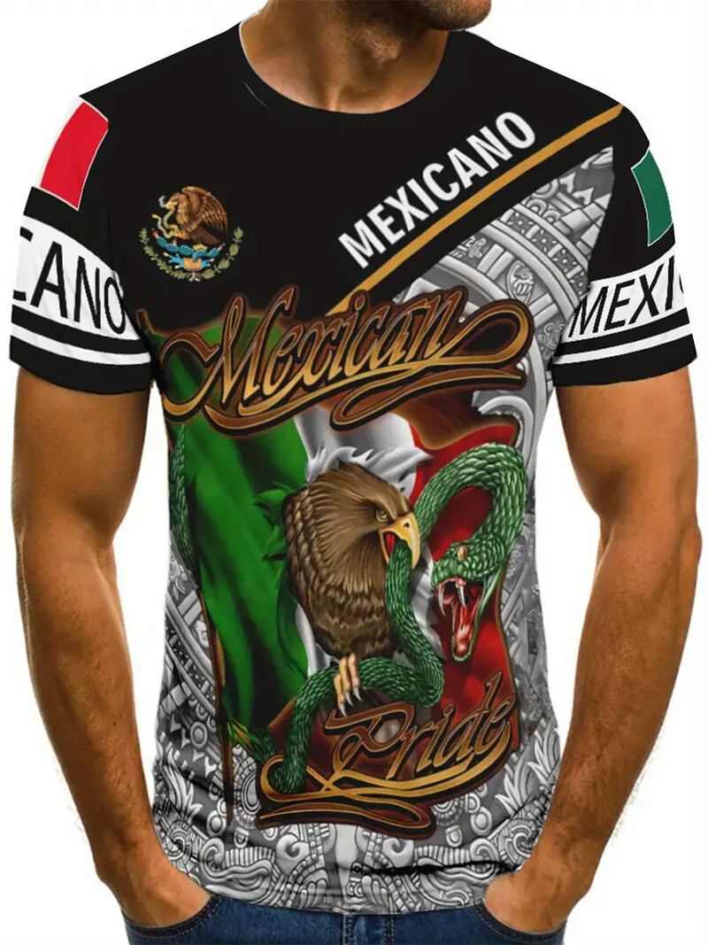 PLAYERA MEXICO CAMISETA DE CUELLO REDONDO ESTAMPADO 3D DE ALTA CALIDAD