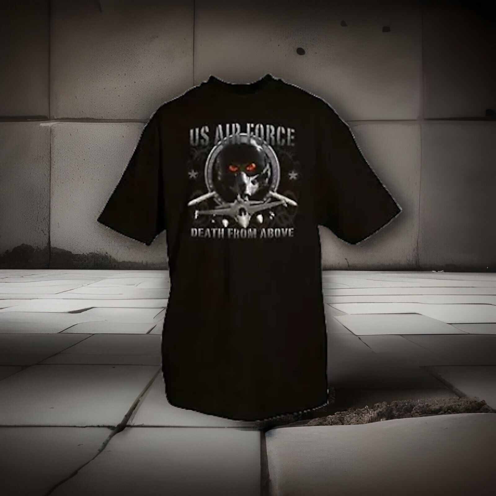 US AIR FORCE / DEATH FROM ABOVE – 100% COTTON S-SLEEVE MILITARY/VET T-SHIRT M