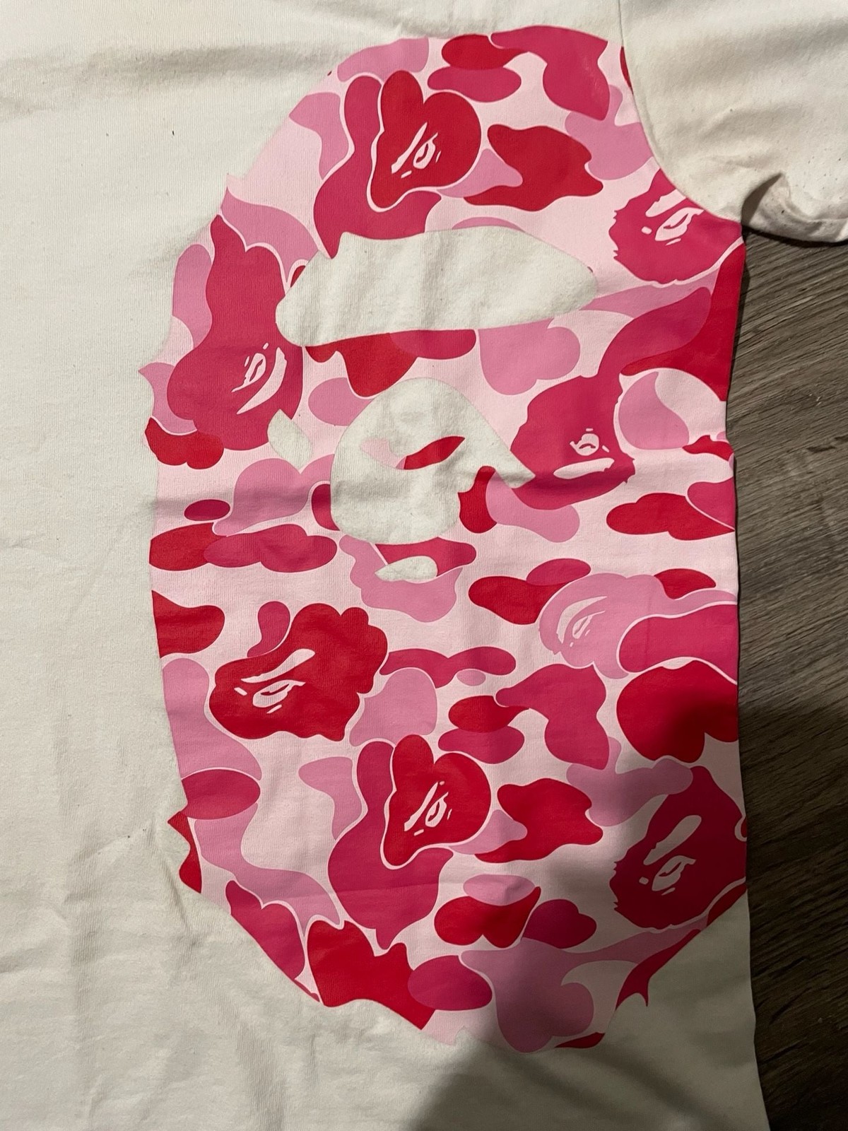 A Bathing Ape BAPE White Pink ABC Camo Side Big Ape Head T-Shirt