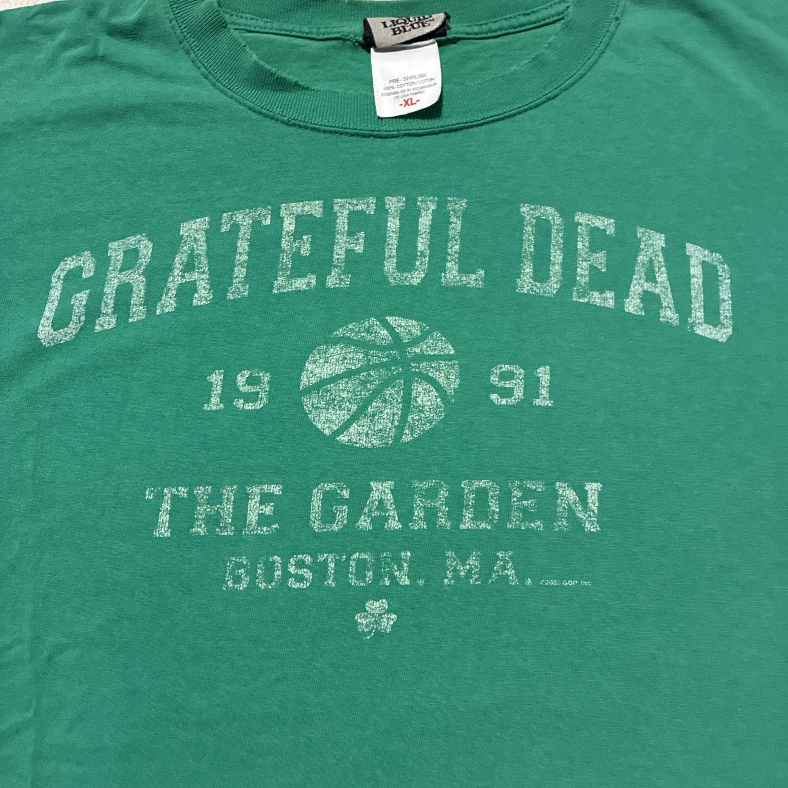 Vintage 2002 Grateful Dead Liquid Blue Shirt Boston Garden Basketball XL Band
