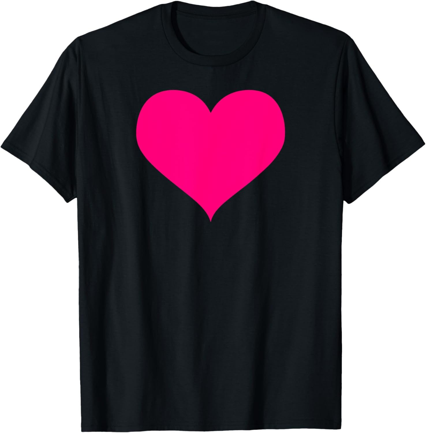 pink heart simple shaped cute minimalist design on black T-Shirt