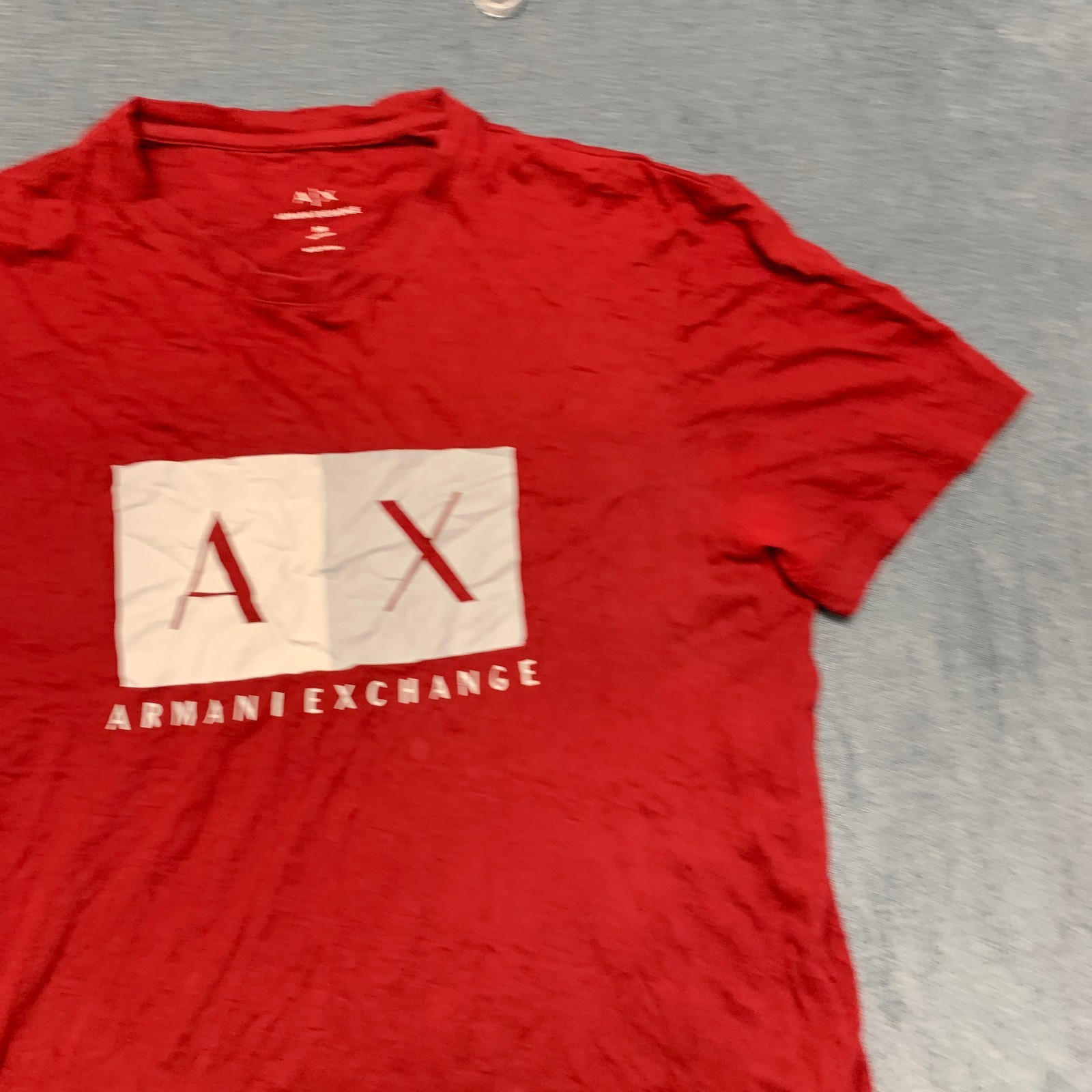 Armani Exchange T Shirt Mens Medium Red Regular Fit Logo Crew Neck Summer Tee