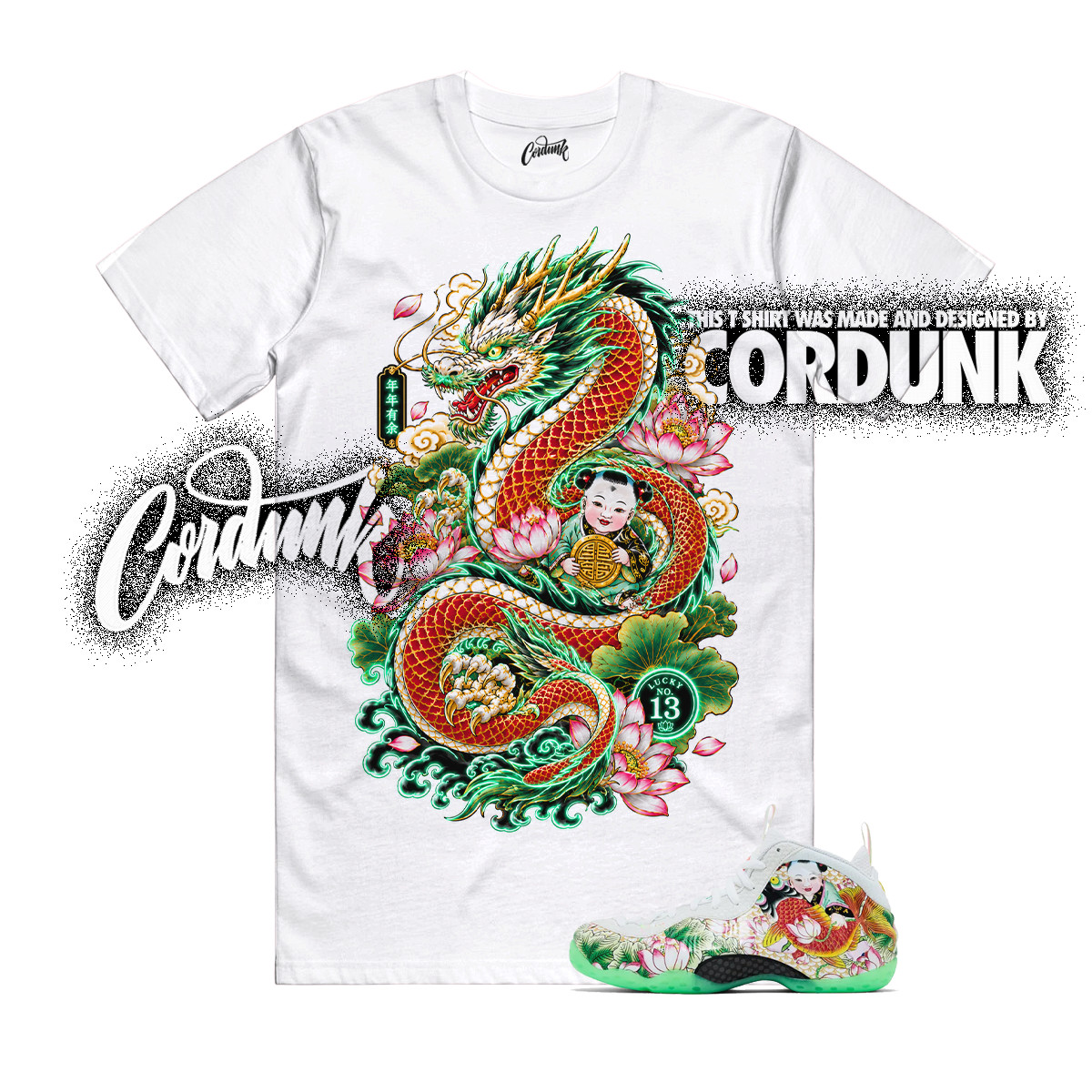 Foamposite Tianjin 2.0 Air One Poison Green Glow T Shirt Match DRAGON