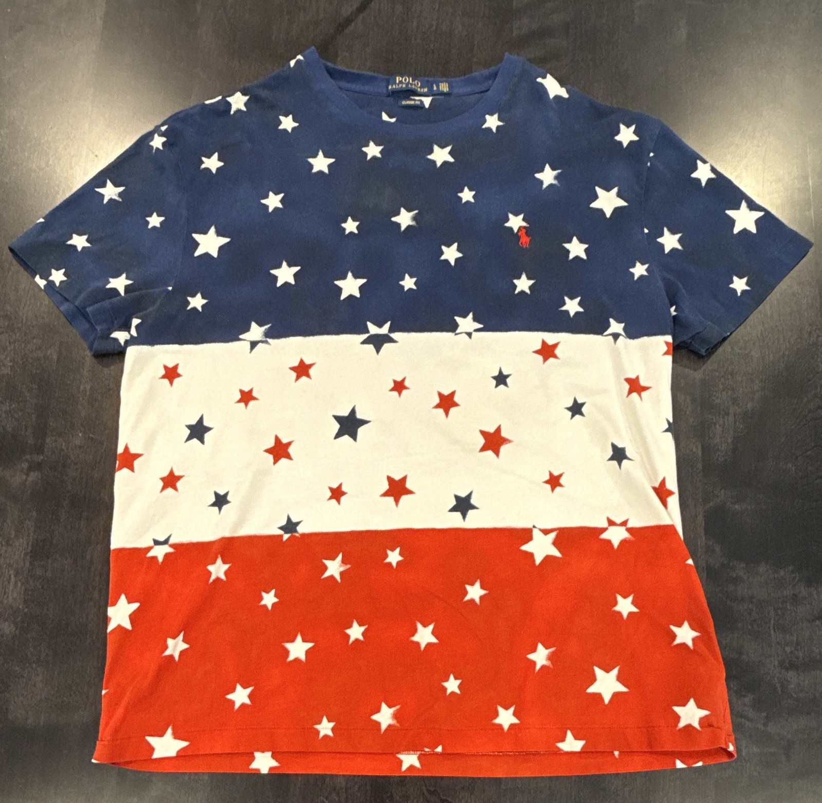 Polo Ralph Lauren Classic Fit Cotton Stars Crew Neck Tee Blue/White/Red L/G