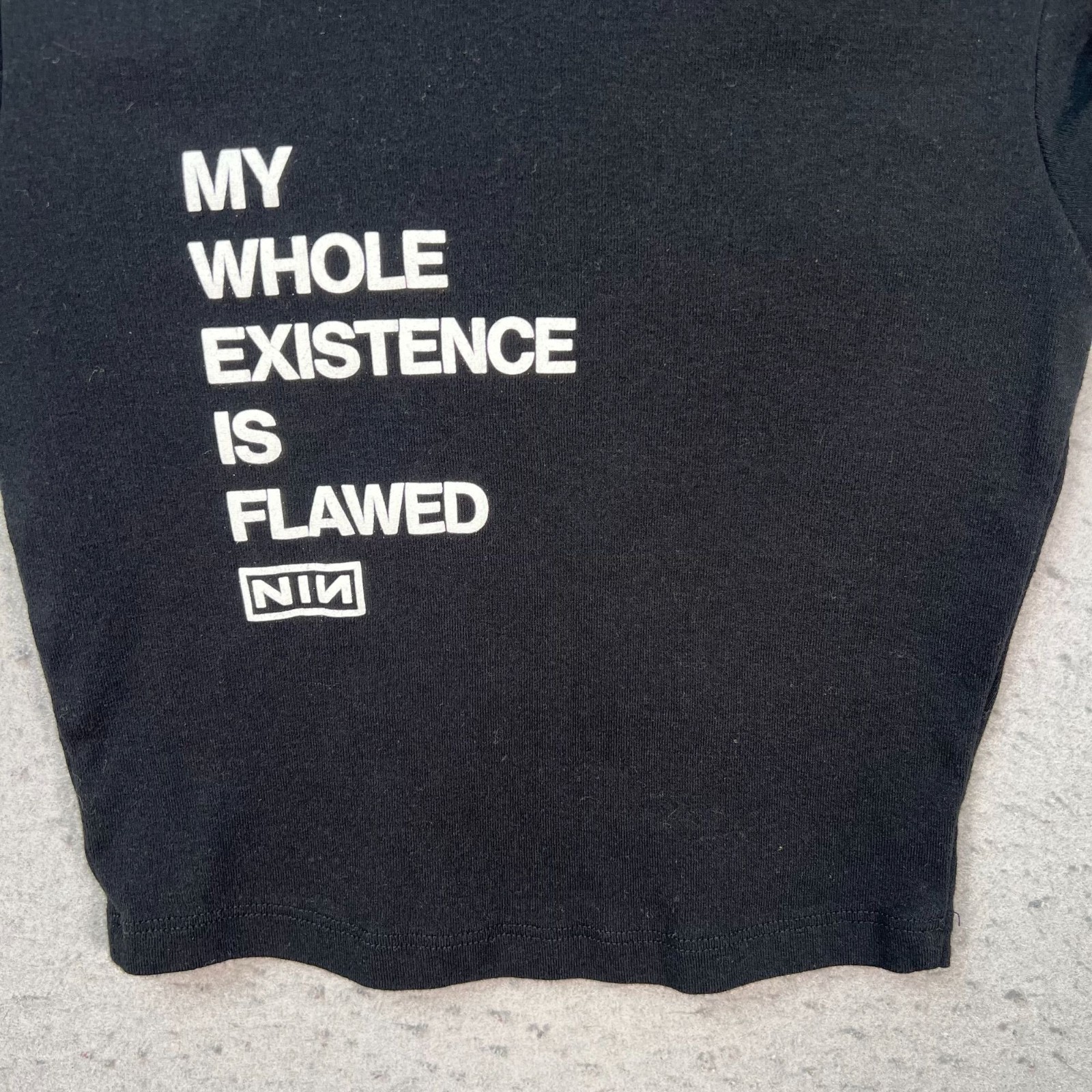 Nine Inch Nails Black Graphic Crop Top My Whole Existence Is Flawed Womens Small