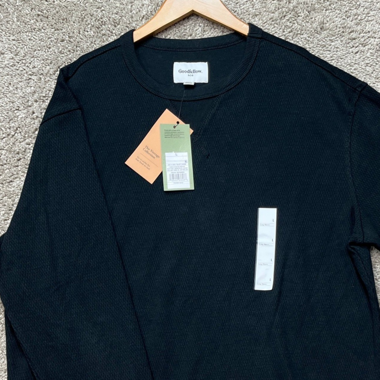 Goodfellow & Co Pullover Mens Large Black Long Sleeve Vintage Collection NEW
