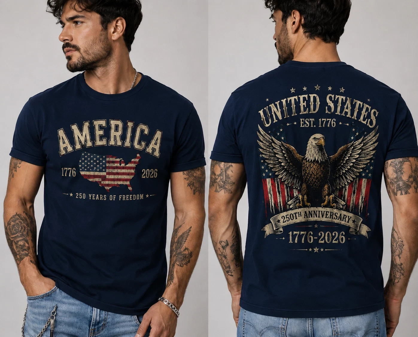 250 Years American Flag Bald Eagle 250th Anniversary USA T-Shirt Size S-5XL