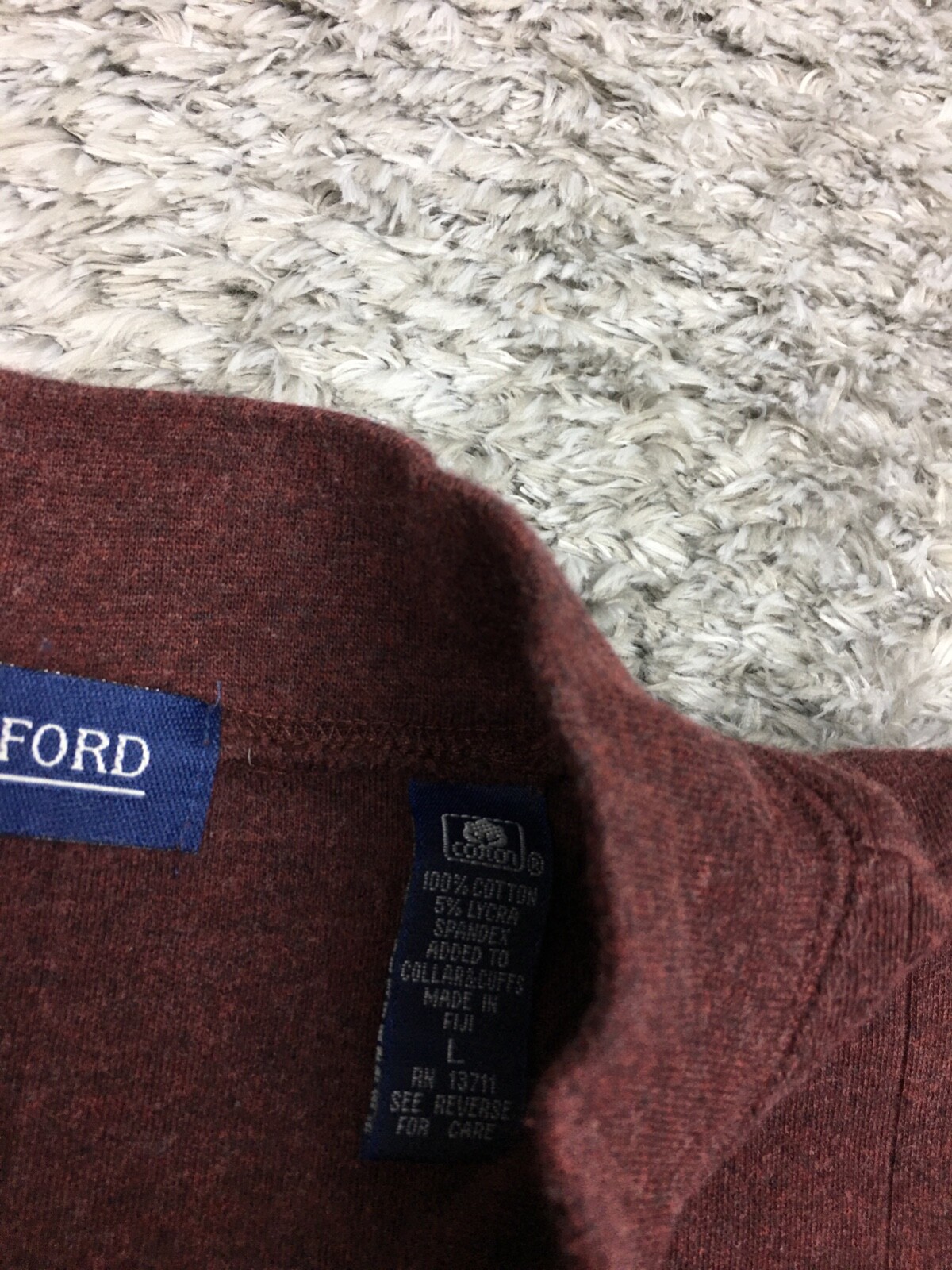 John Ashfort Mock Neck Shirt Mens Size Large Dark Red / Brown Stretch