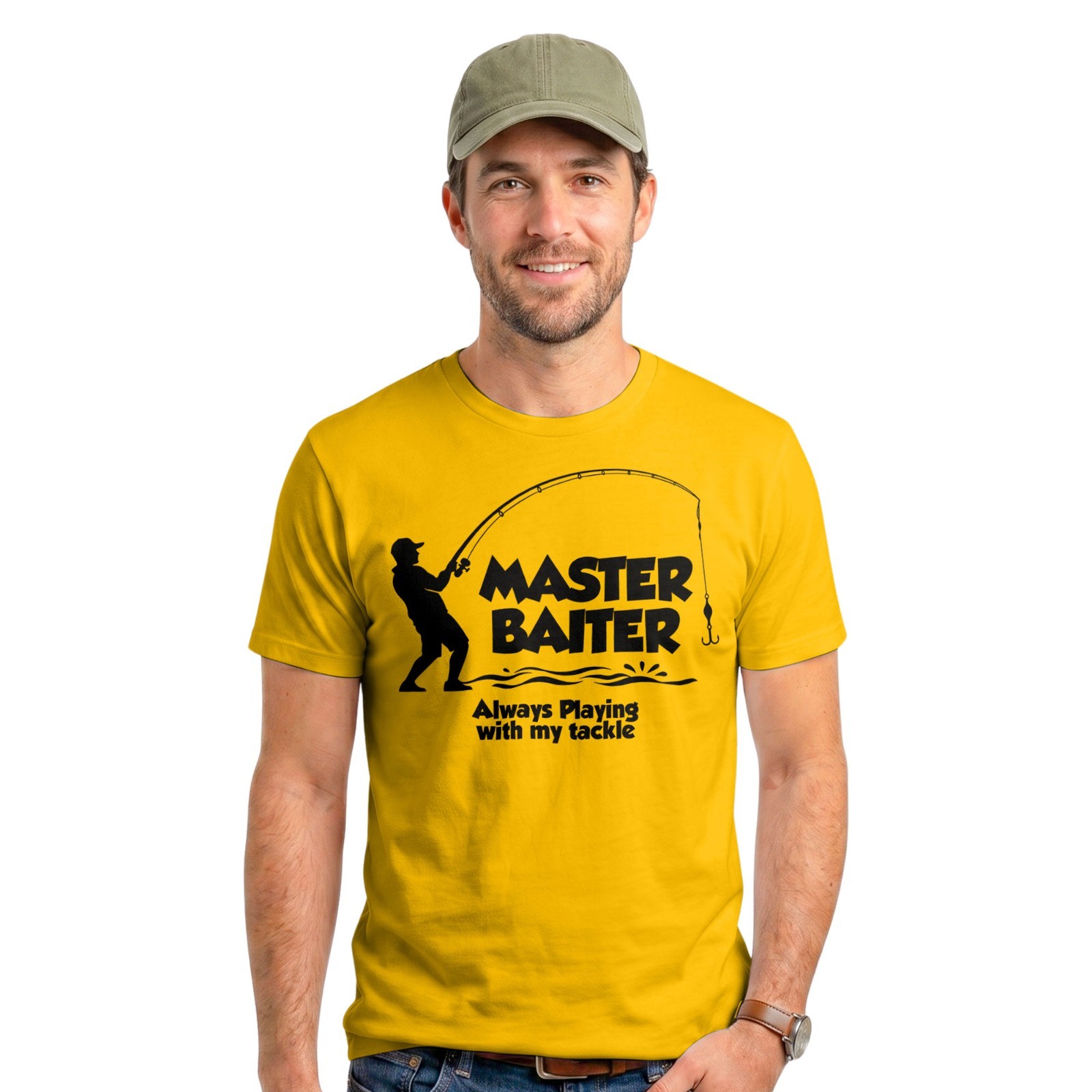 Funny Fishing Master Baiter T-Shirt Angler Fisherman Angling Dad Joke Tee