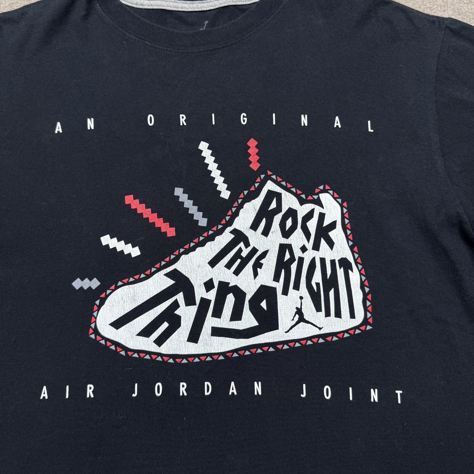 Jordan Men’s Shirt Size L Black Short Sleeve “Rock The Right Thing” Sneaker Logo