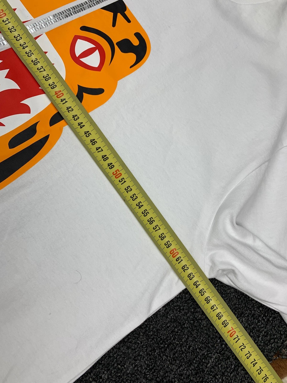 A Bathing Ape Tiger Print Short Sleeve T-Shirt White XL Cotton Graphic Top