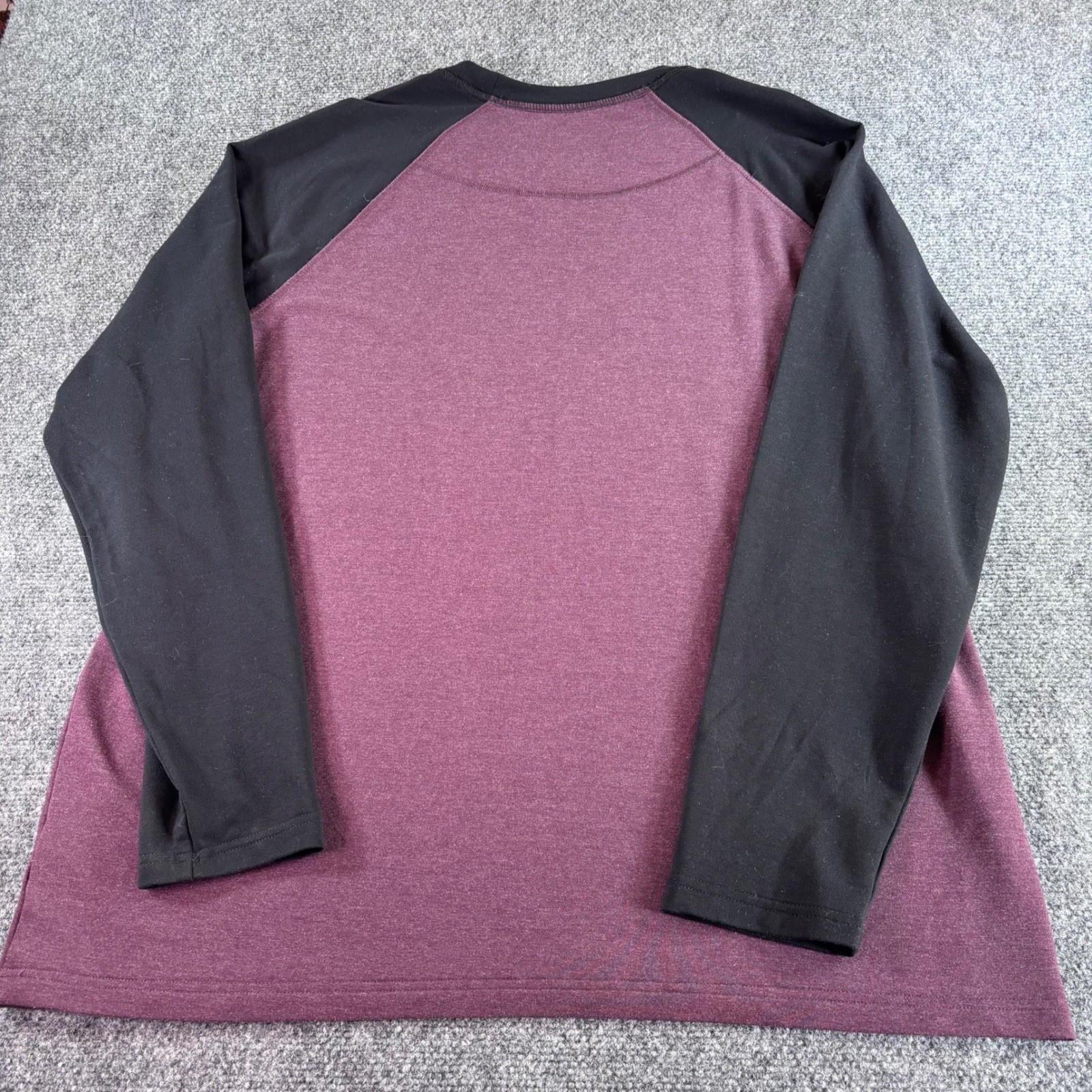 Orvis Raglan Long Sleeve Shirt Mens XL Maroon Black Colorblock Stretch Casual