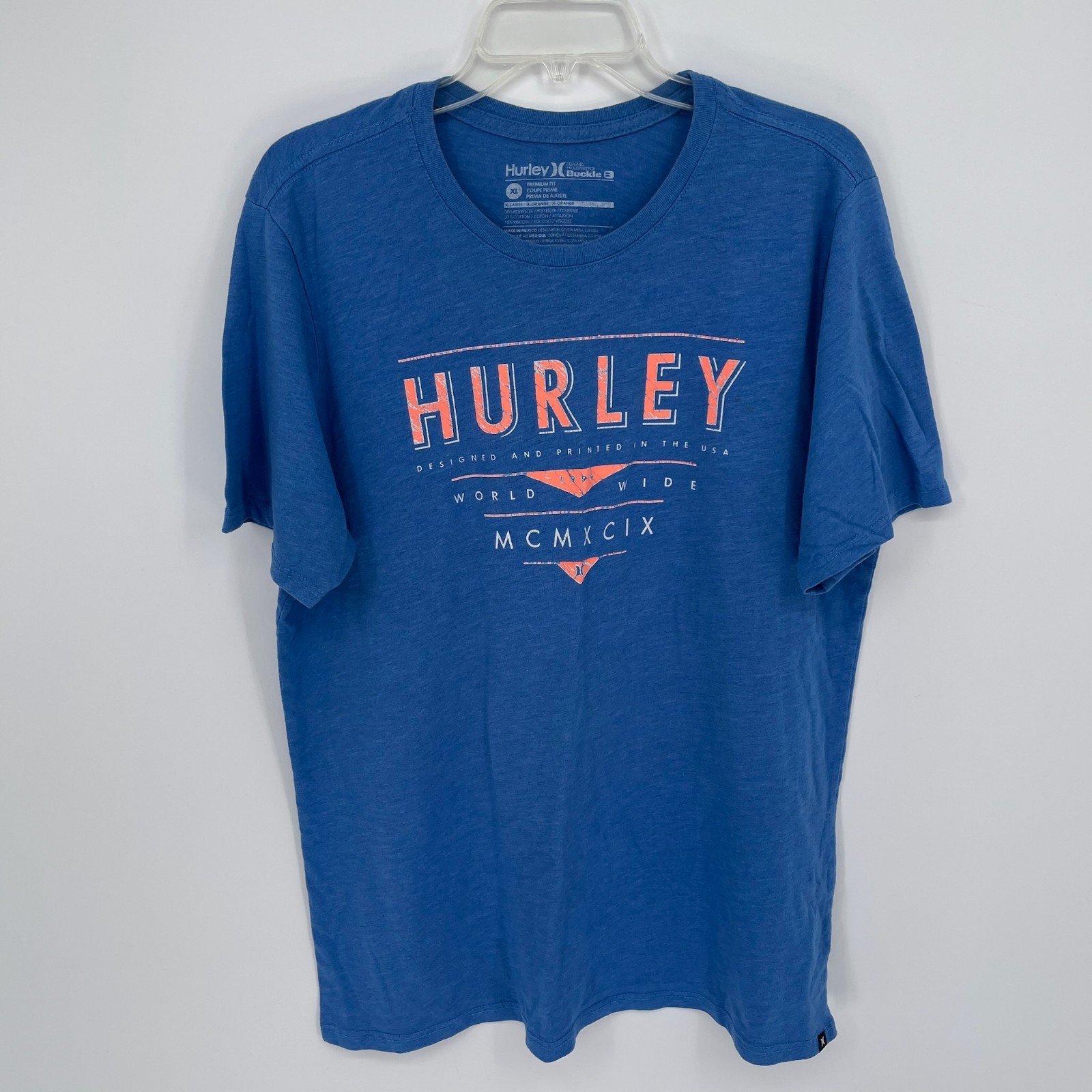 Hurley x Buckle Men’s Blue World Wide Beach Surf Skater Graphic T-Shirt Size XL